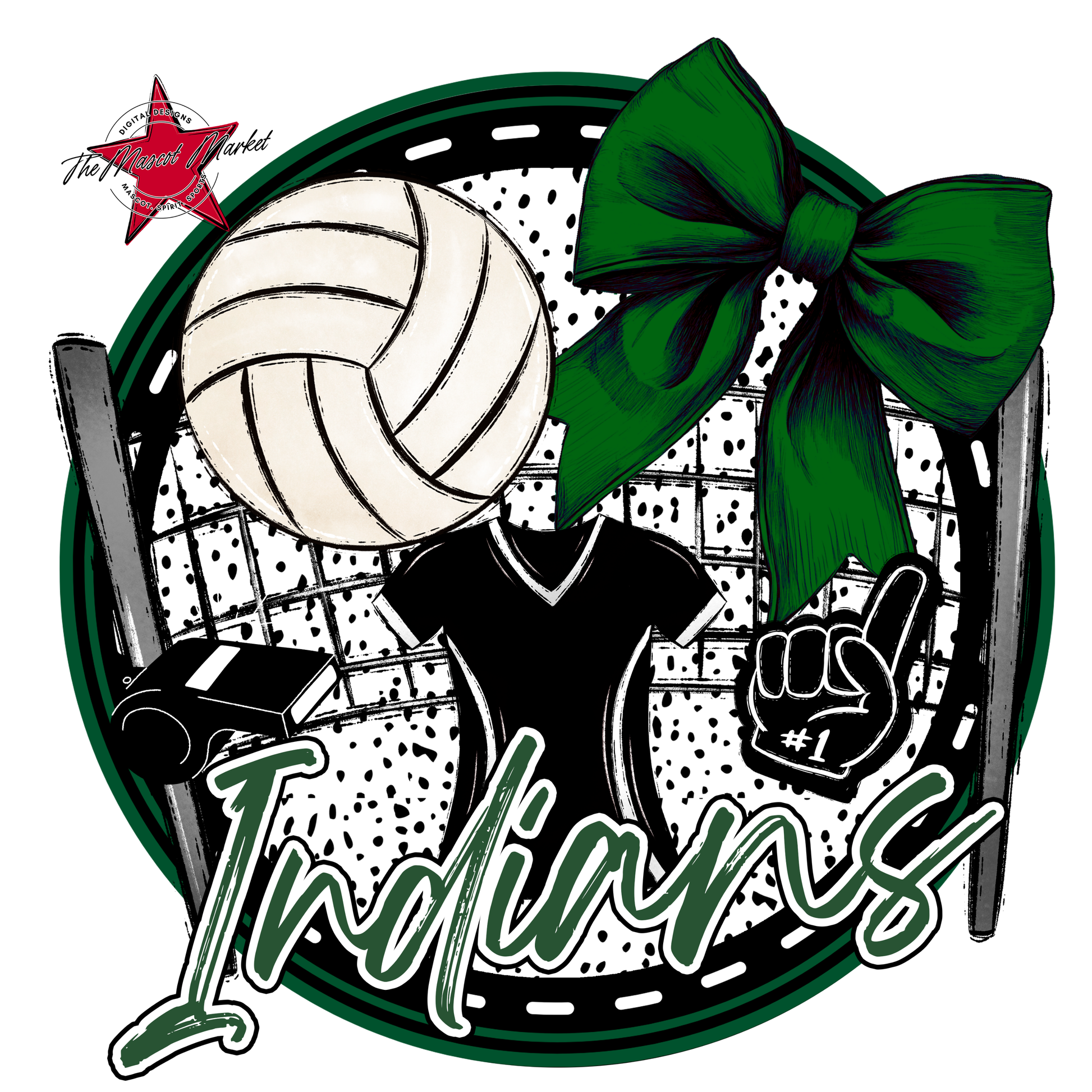 Indians Circle Volleyball Design-Green