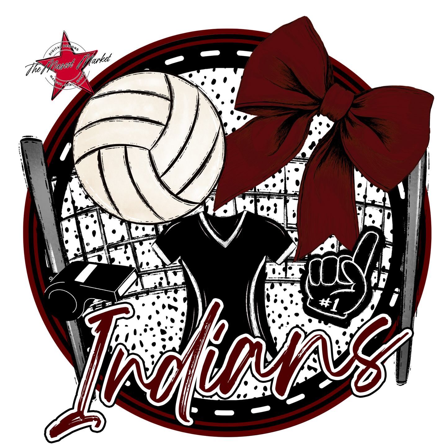 Indians Circle Volleyball Design-Maroon