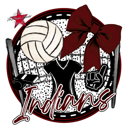 Indians Circle Volleyball Design-Maroon