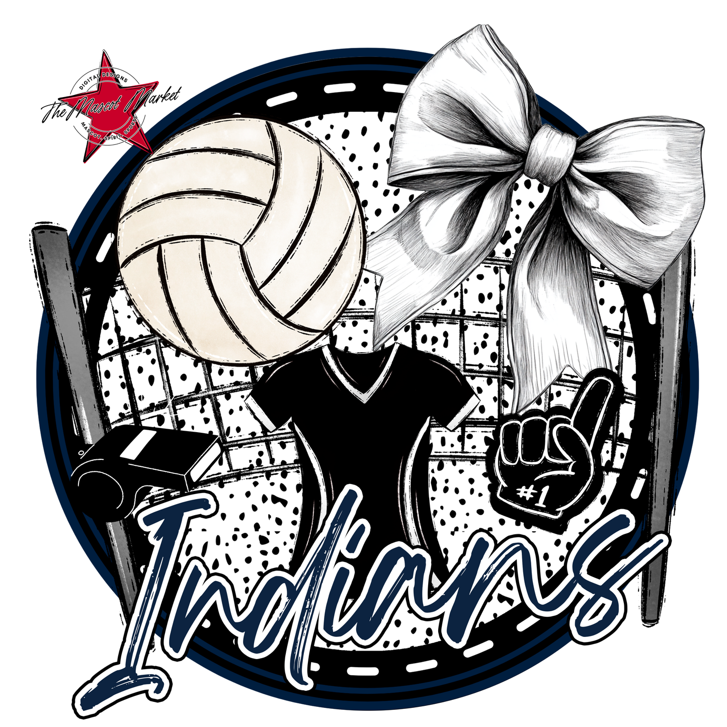 Indians Circle Volleyball Design-Navy