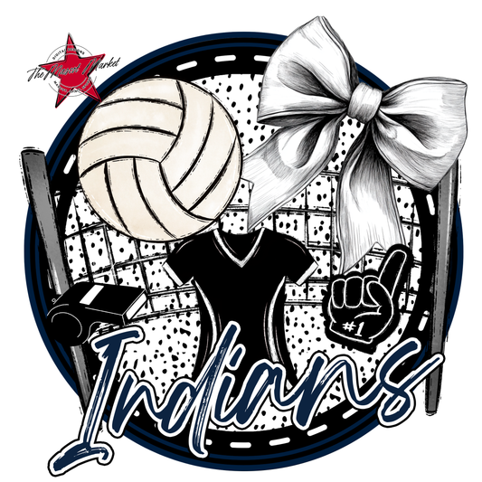 Indians Circle Volleyball Design-Navy