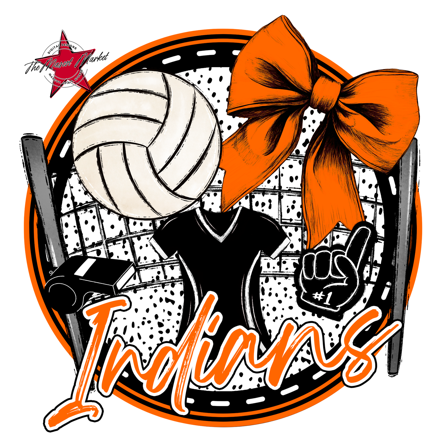 Indians Circle Volleyball Design-Orange