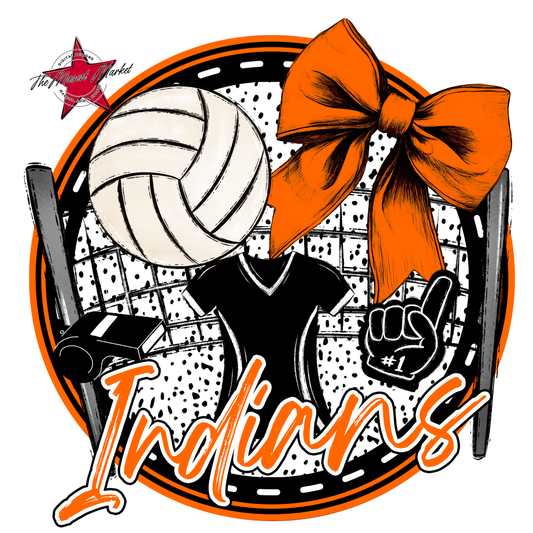 Indians Circle Volleyball Design-Orange