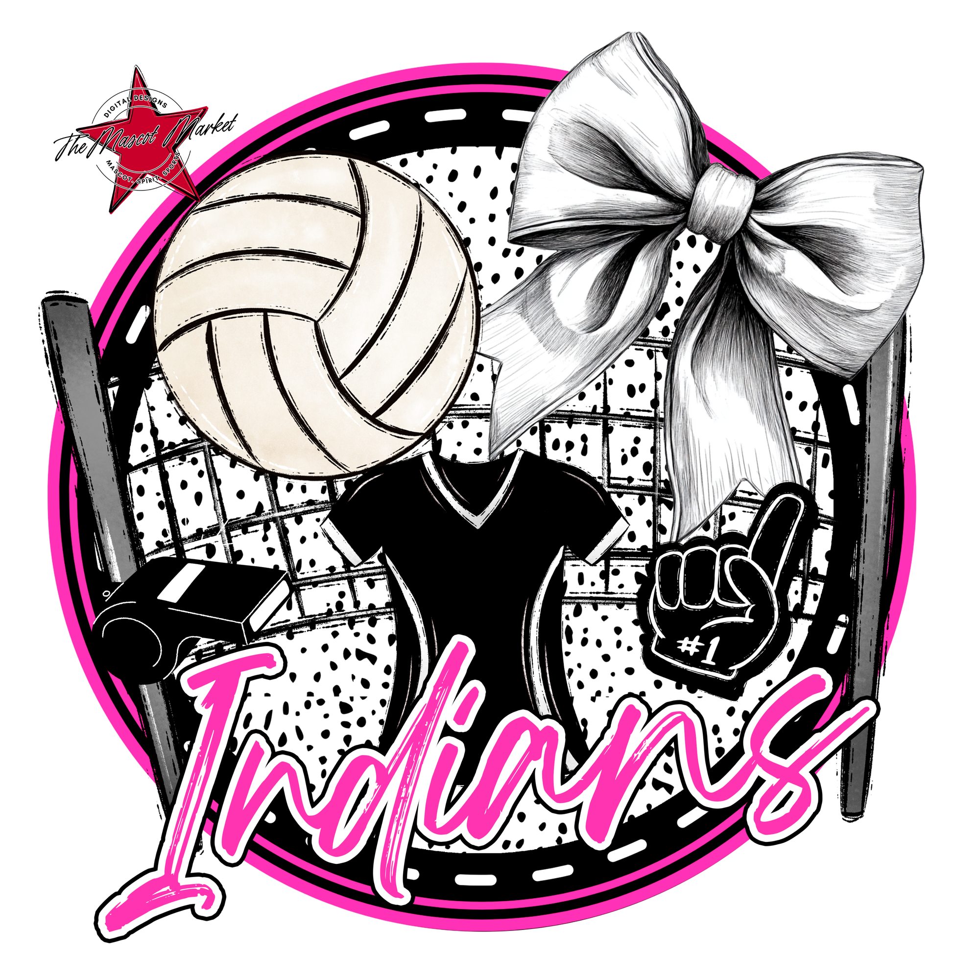 Indians Circle Volleyball Design-Pink