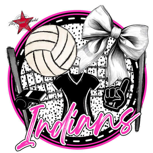 Indians Circle Volleyball Design-Pink