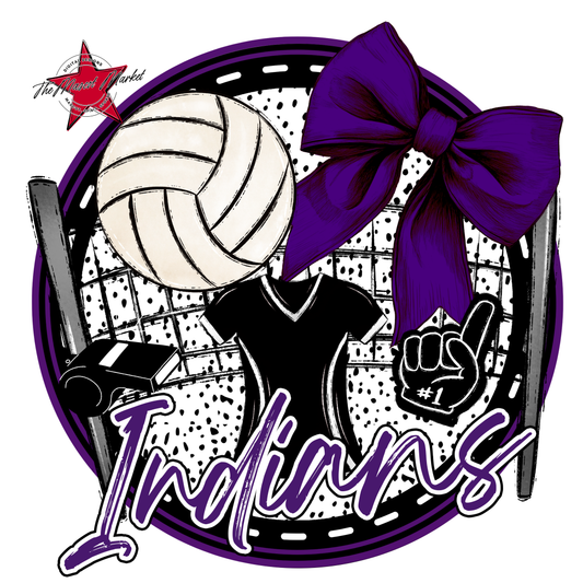 Indians Circle Volleyball Design-Purple