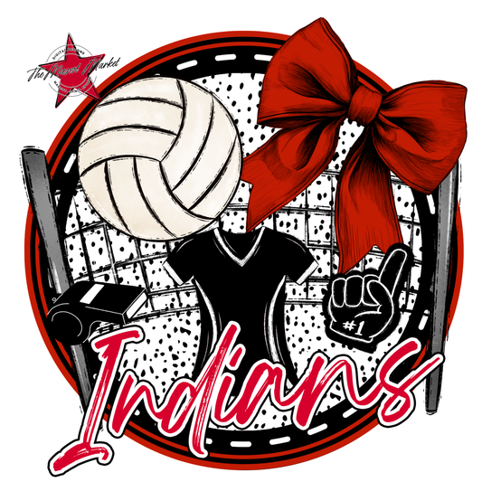 Indians Circle Volleyball Design-Red