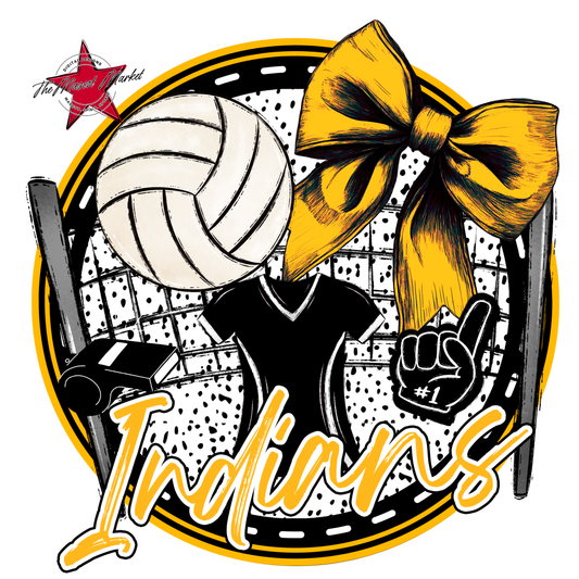 Indians Circle Volleyball Design-Yellow