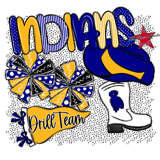 Indians Drillteam Spirit-Blue & Yellow
