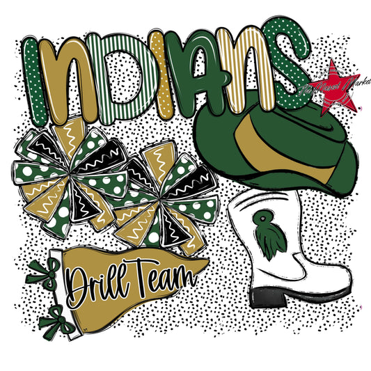 Indians Drillteam Spirit-Green & Gold