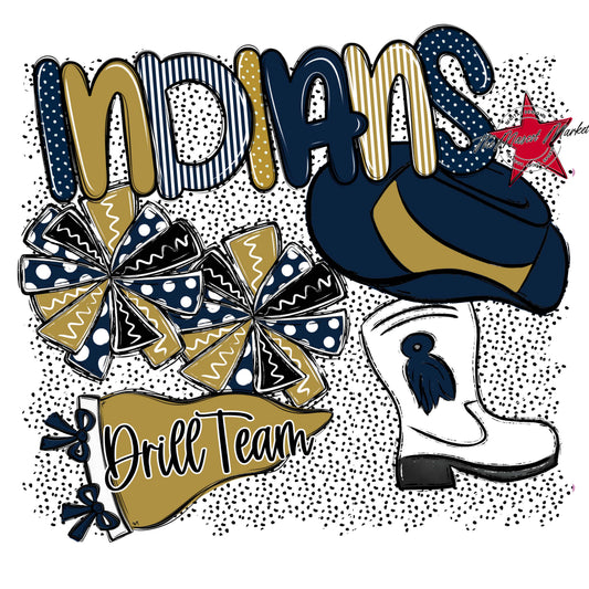 Indians Drillteam Spirit-Navy & Gold
