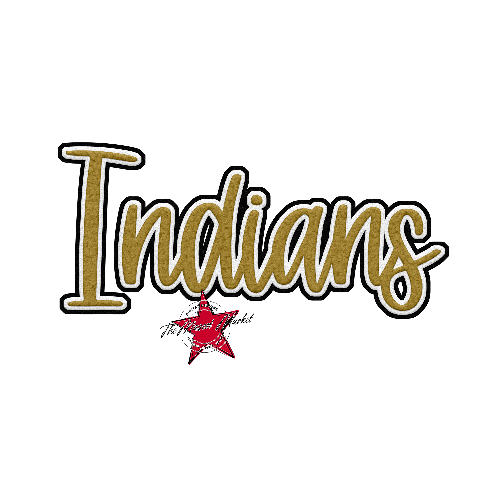 Indians Faux Chenille Patch-Gold