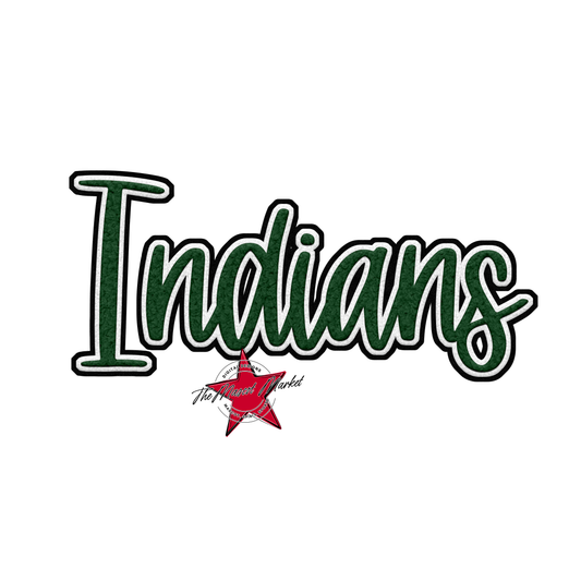 Indians Faux Chenille Patch-Green