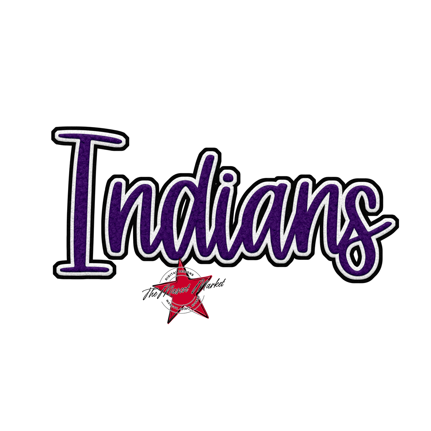 Indians Faux Chenille Patch-Purple