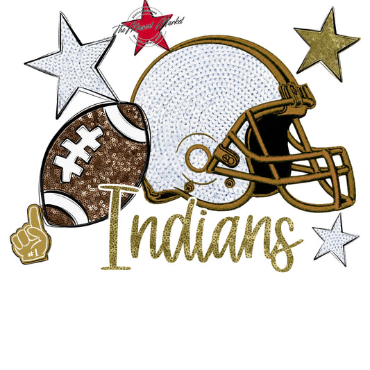 Indians Football Embroidered Sequins Design-Gold