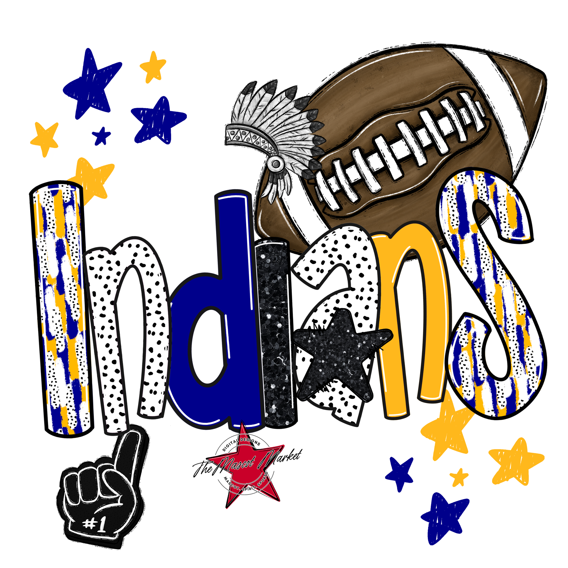 Indians Football Scrape-Blue-Yellow
