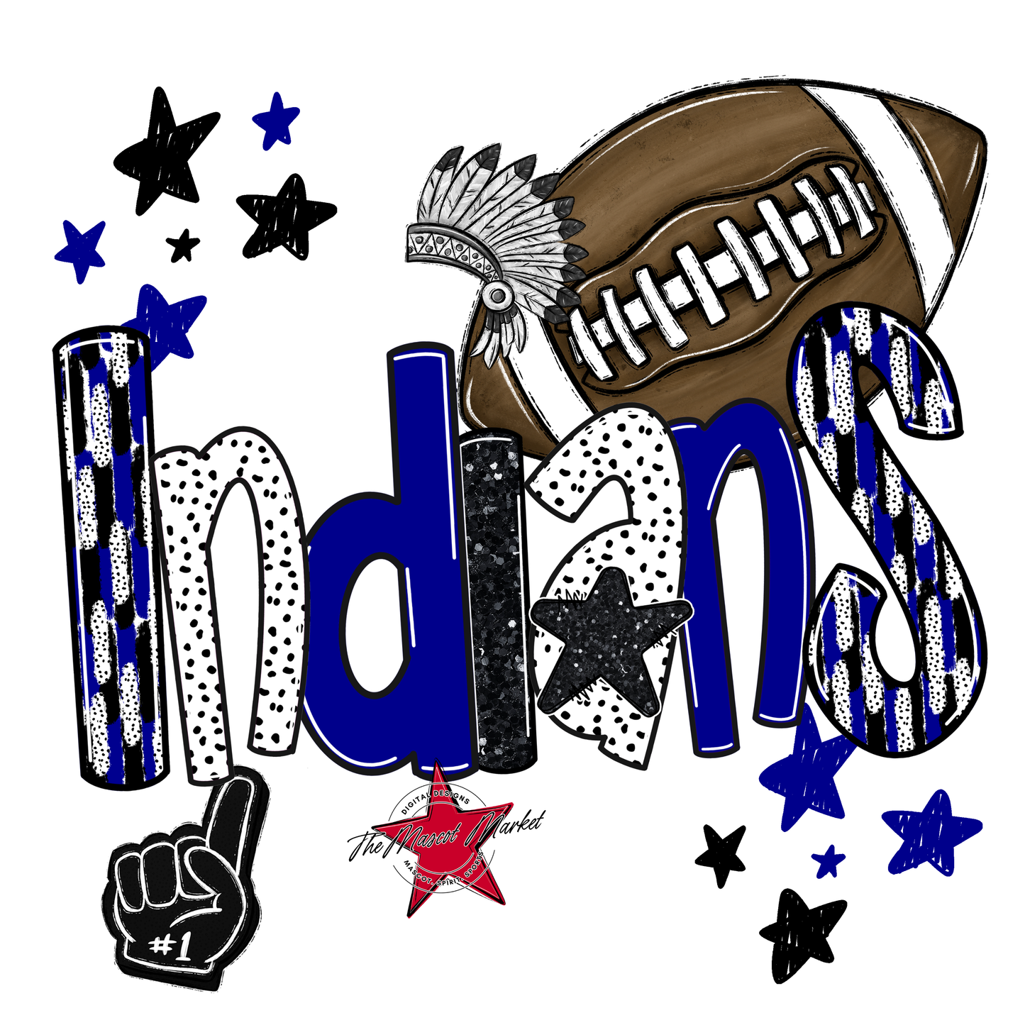 Indians Football Scrape-Blue