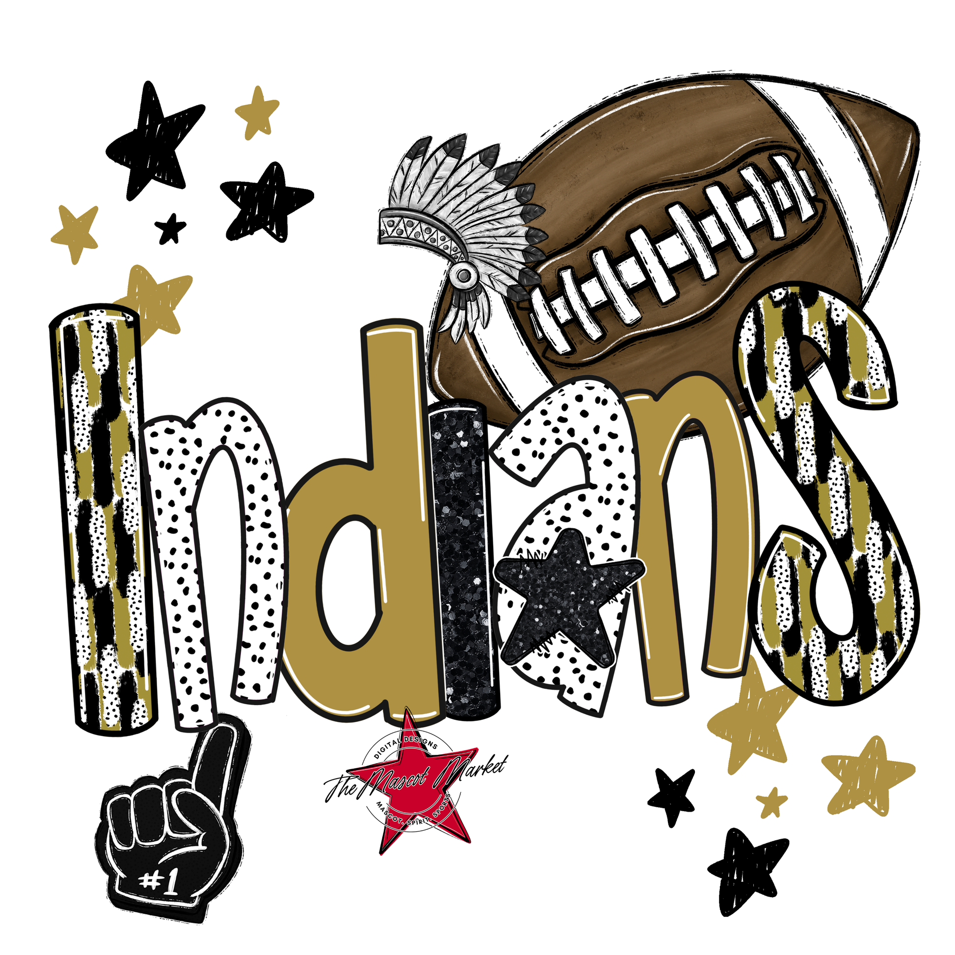Indians Football Scrape-Gold