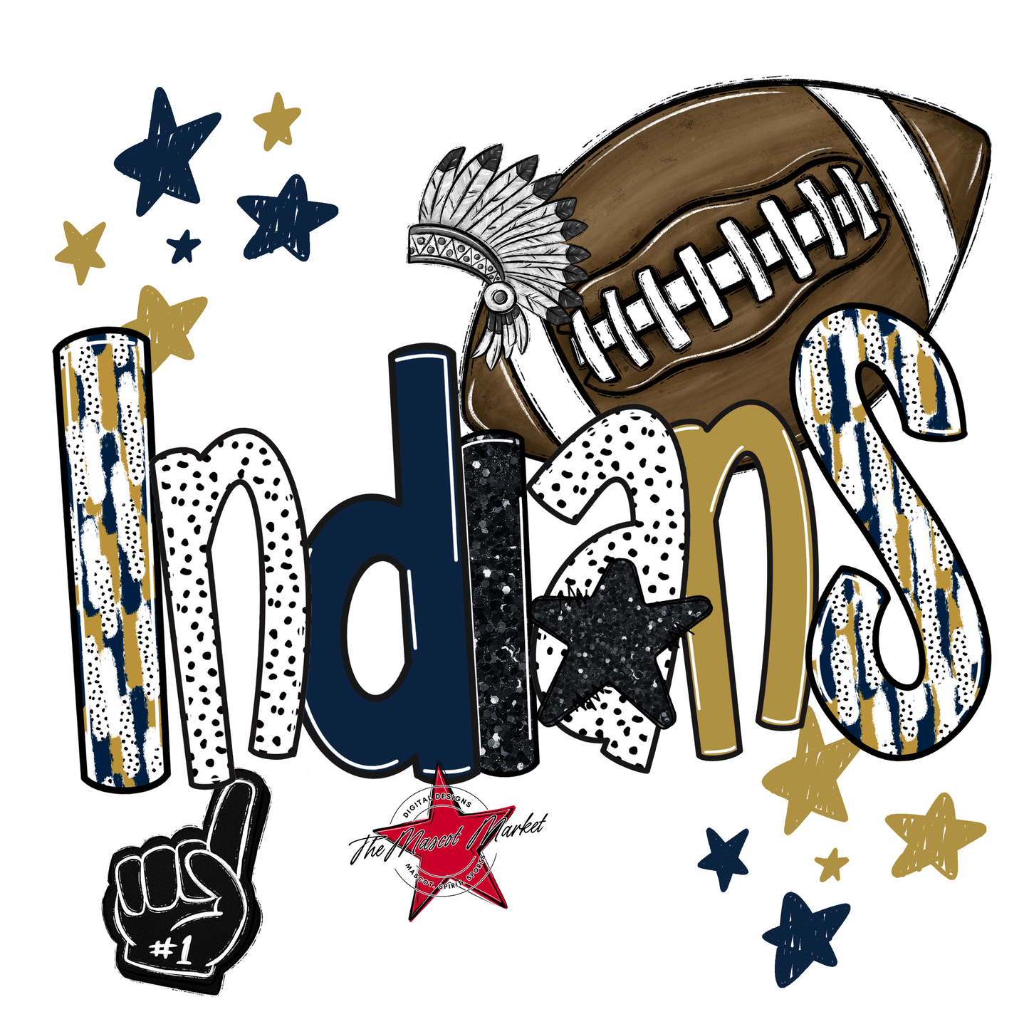 Indians Football Scrape-Navy-Gold