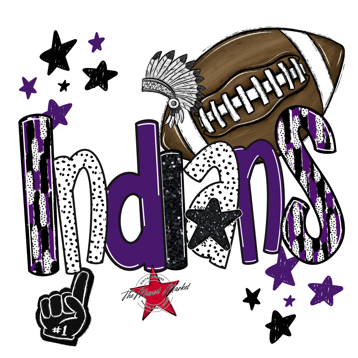 Indians Football Scrape-Purple