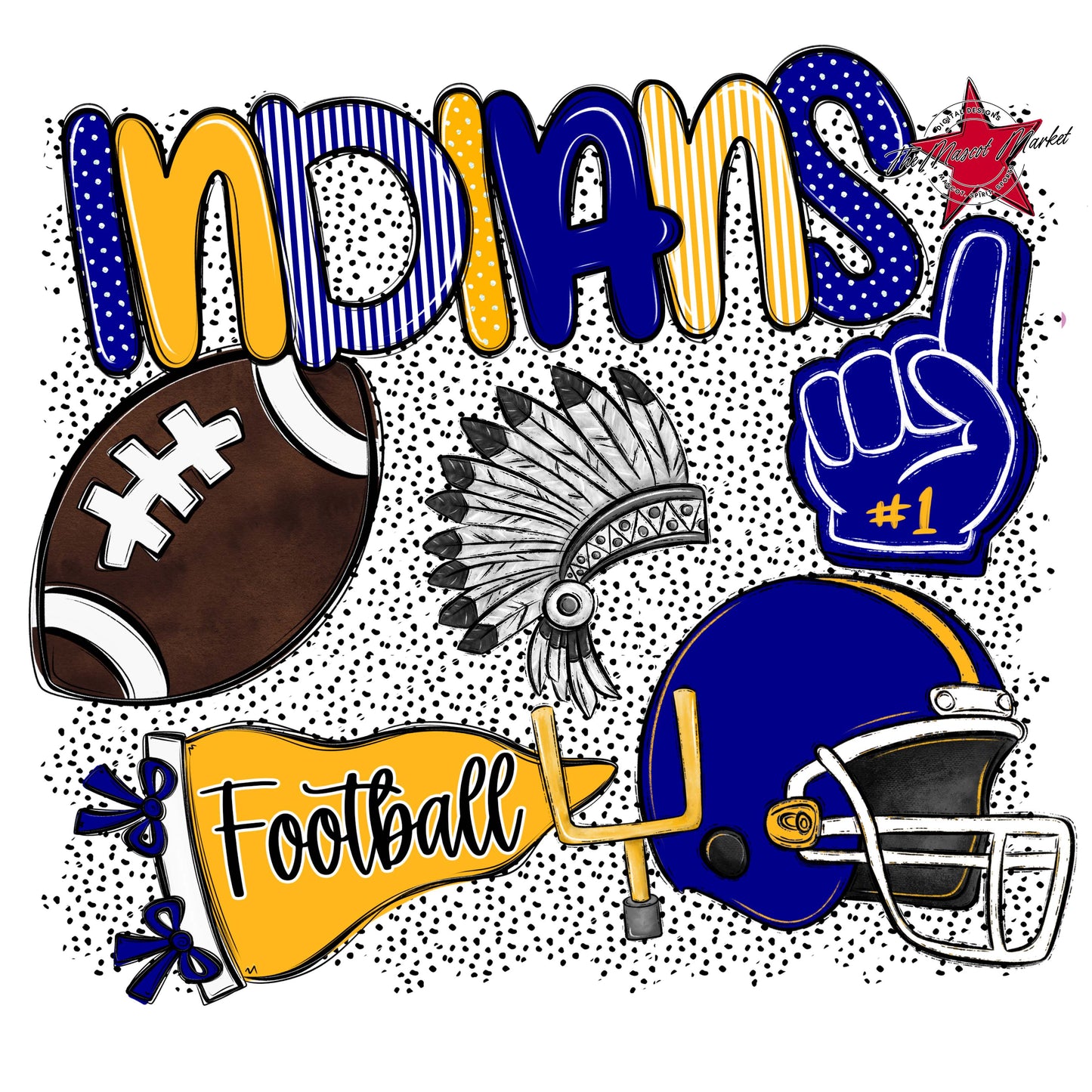 Indians Football Spirit-Blue & Yellow