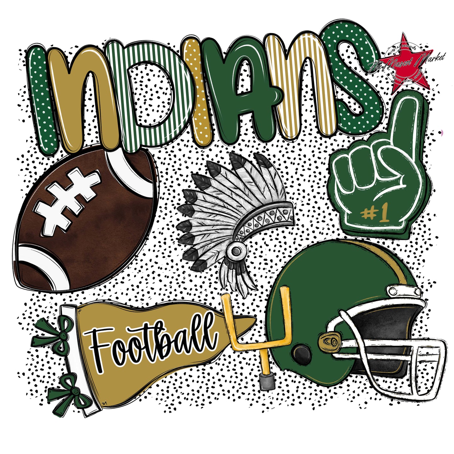 Indians Football Spirit-Green & Gold