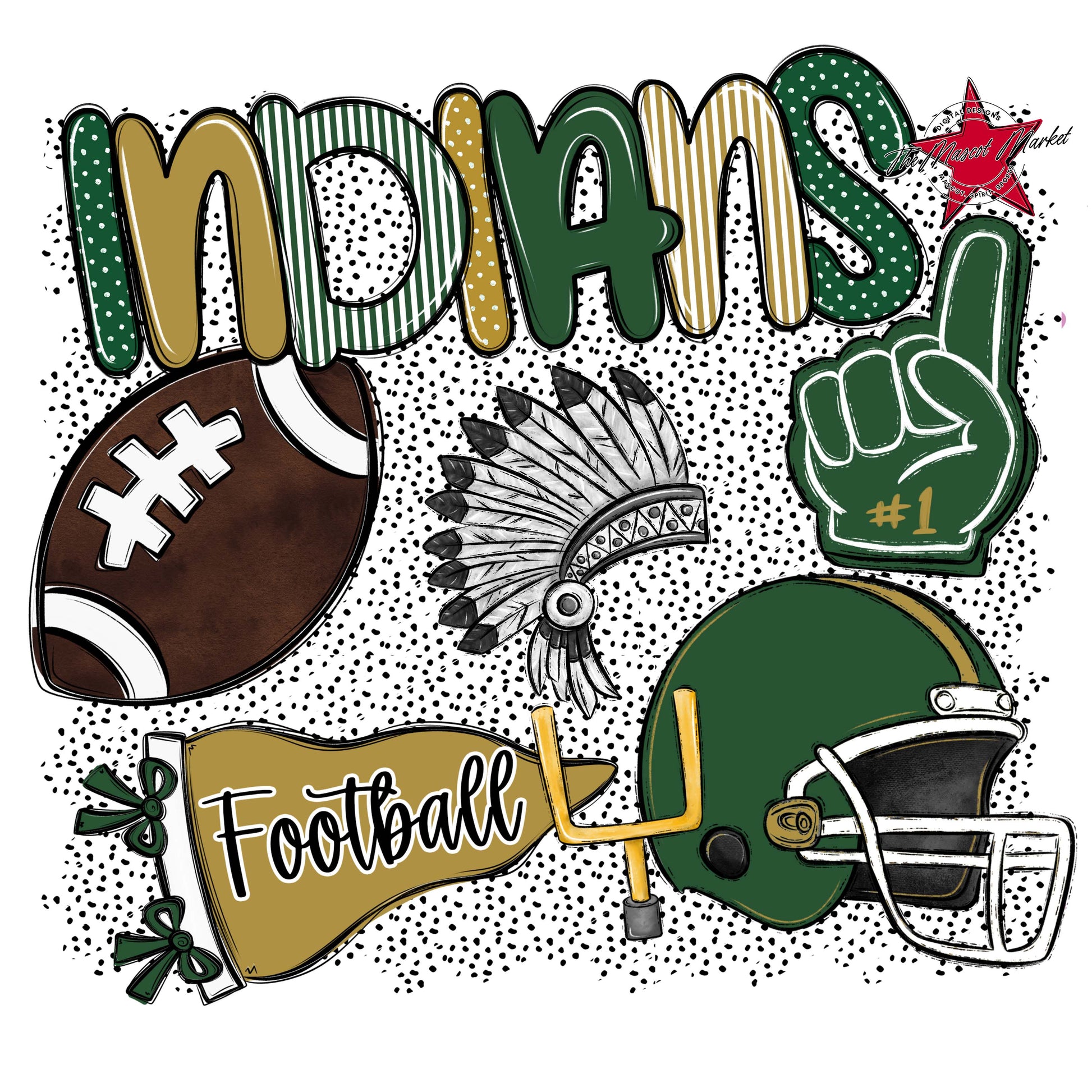 Indians Football Spirit-Green & Gold