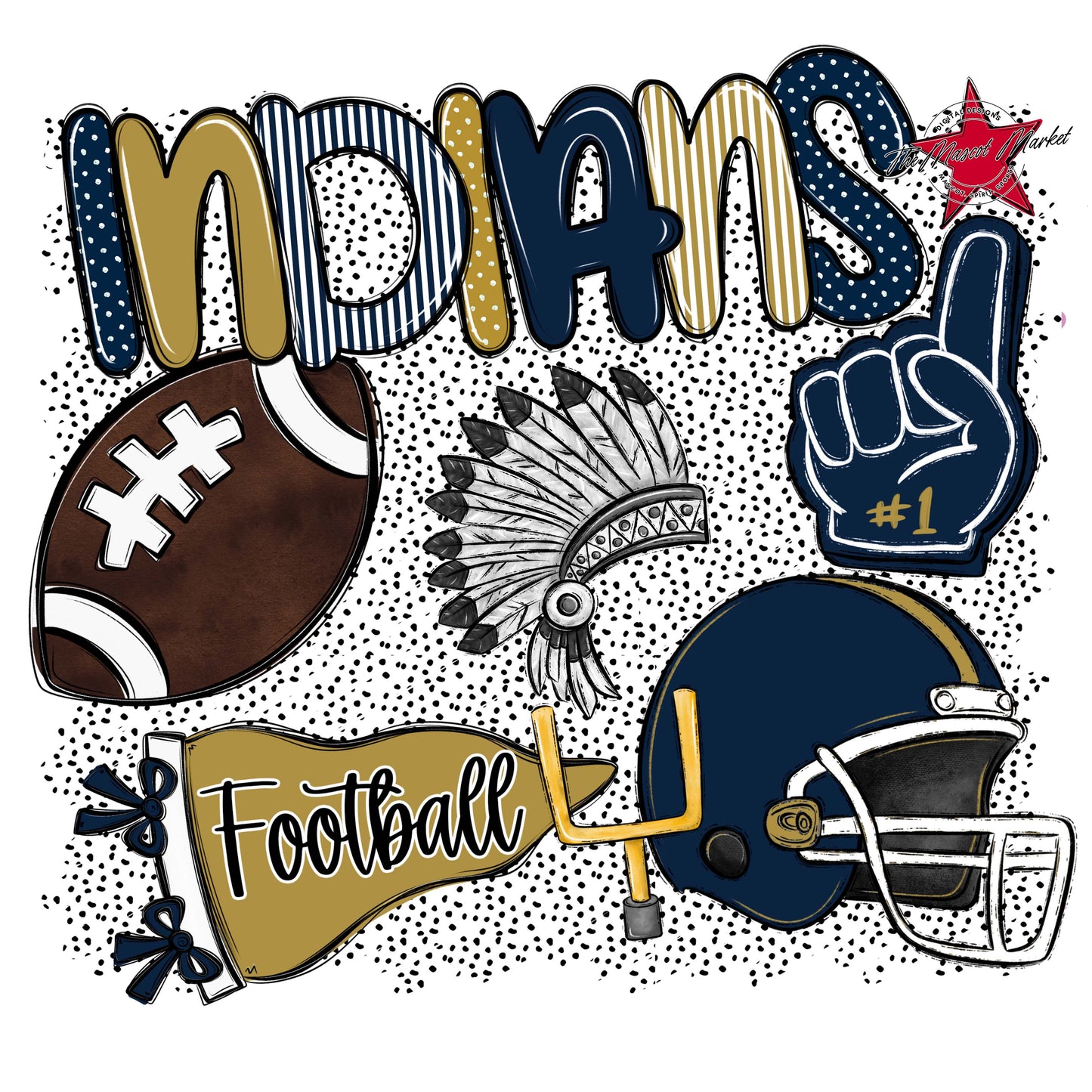 Indians Football Spirit-Navy & Gold