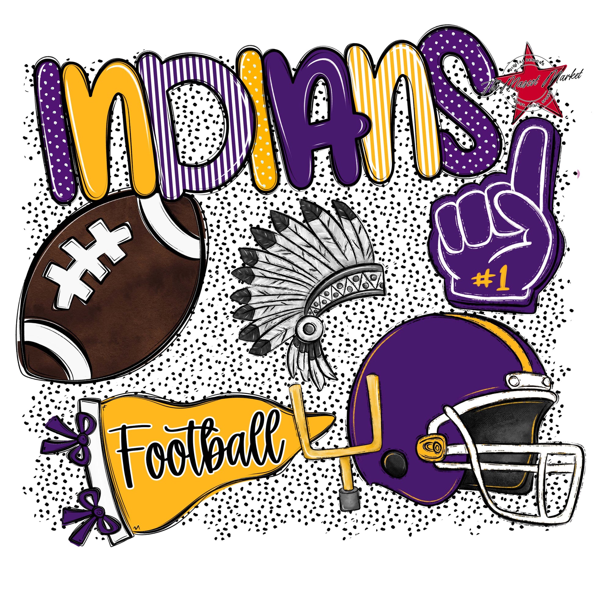 Indians Football Spirit-Purple & Yellow
