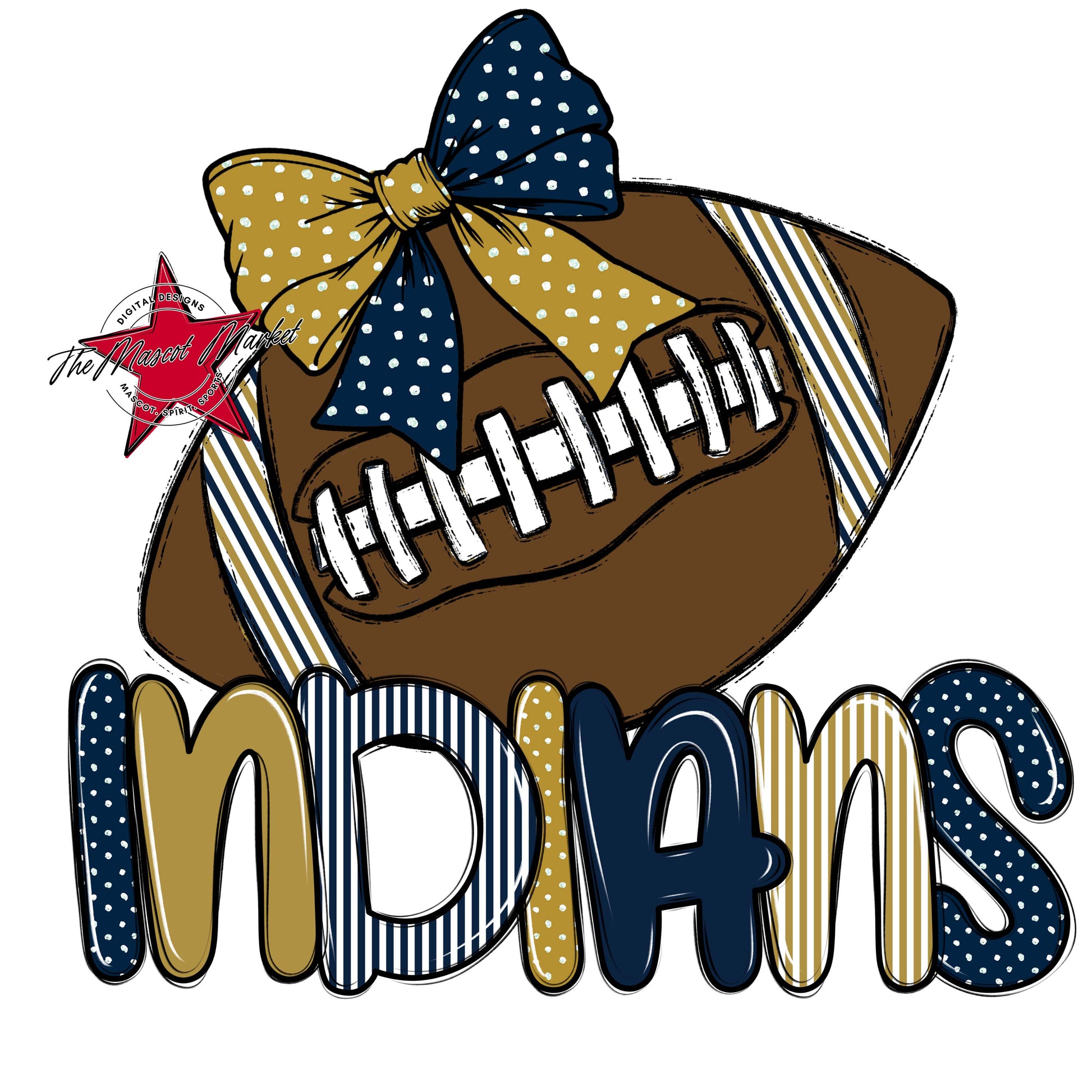 Indians Football Spirit Design-Navy & Gold
