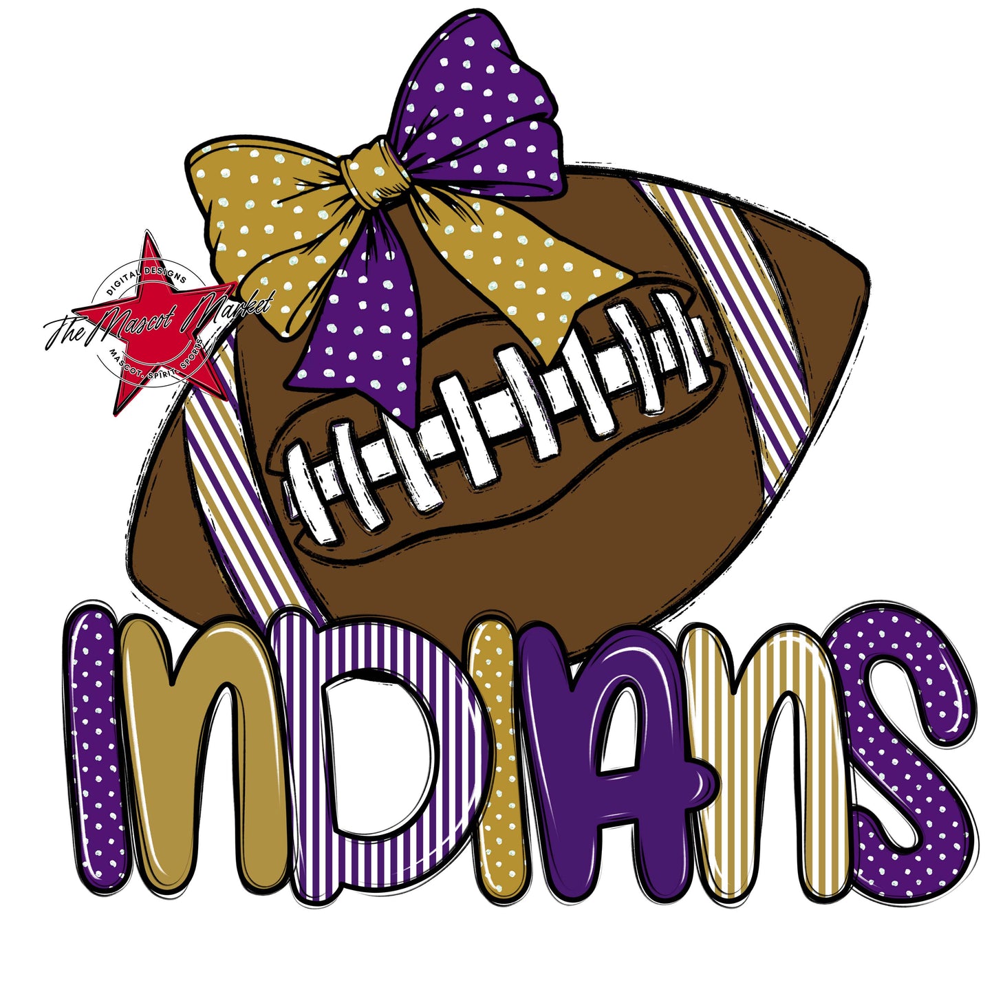 Indians Football Spirit Design-Purple & Gold