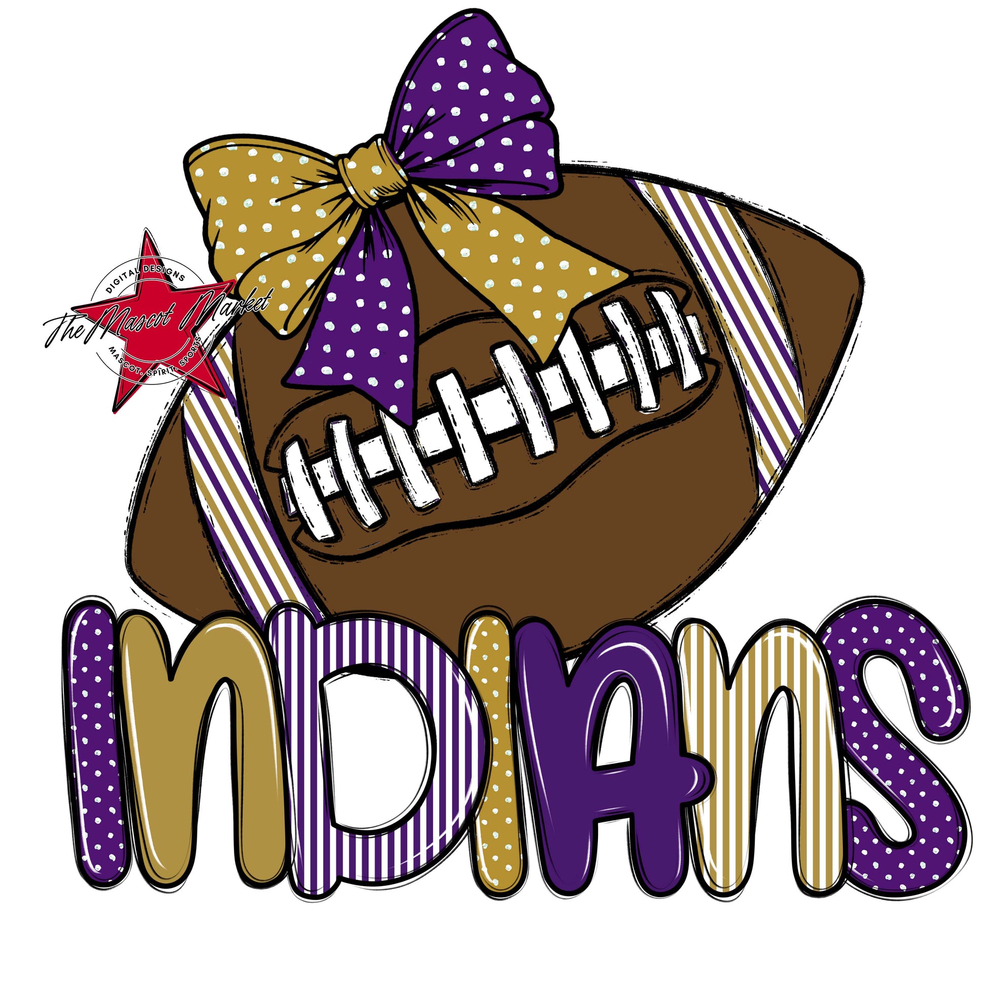 Indians Football Spirit Design-Purple & Gold