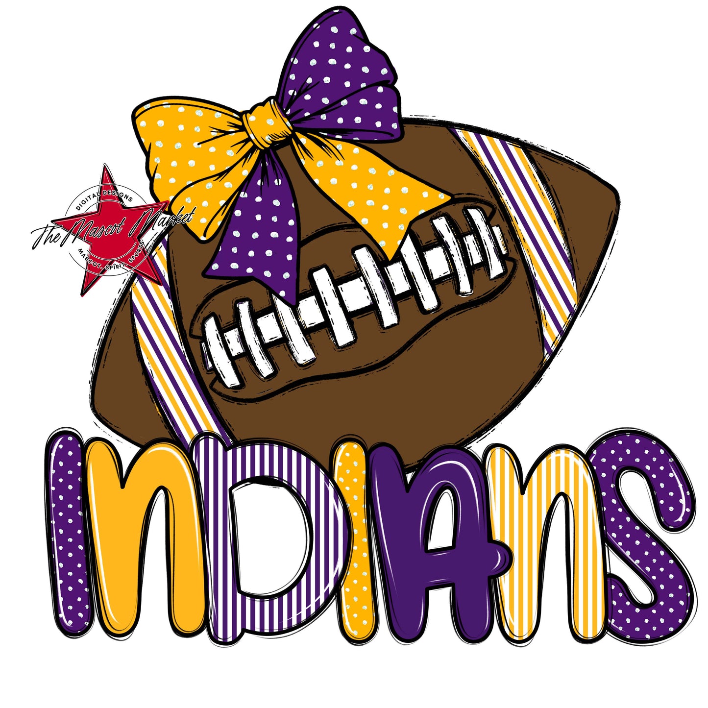 Indians Football Spirit Design-Purple & Yellow