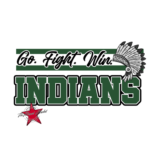 Indians Go Fight Win Mascot Lines-Green