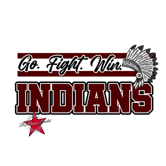 Indians Go Fight Win Mascot Lines-Maroon