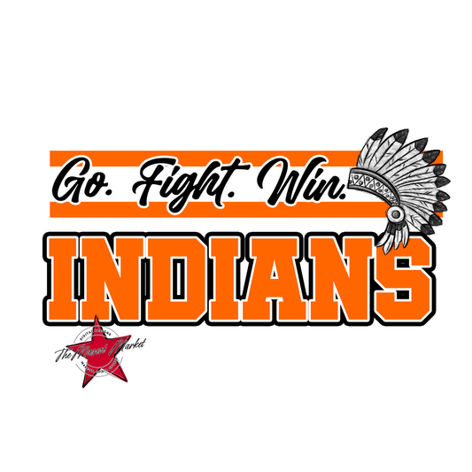 Indians Go Fight Win Mascot Lines-Orange