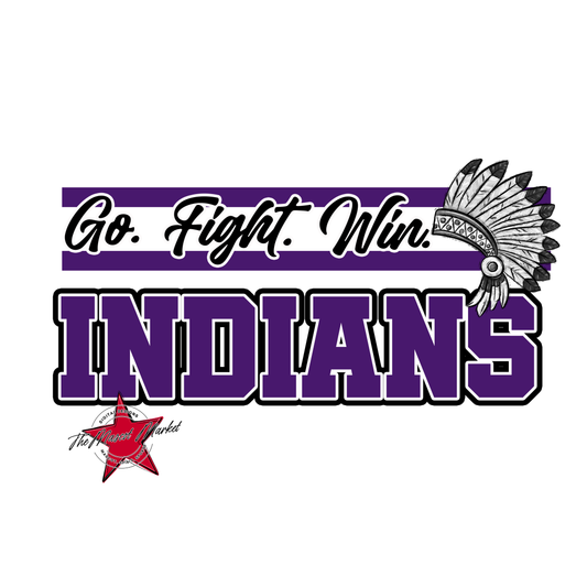 Indians Go Fight Win Mascot Lines-Purple