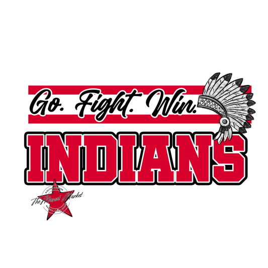 Indians Go Fight Win Mascot Lines-Red