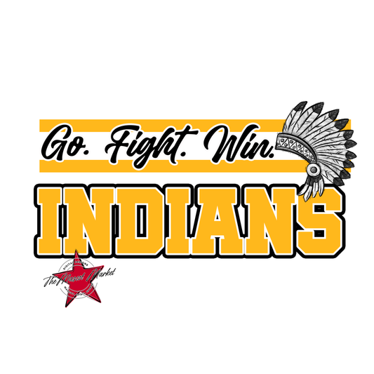 Indians Go Fight Win Mascot Lines-Yellow