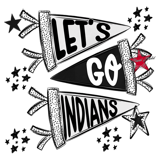 Indians Let's Go Flag Design-Black