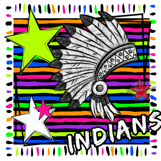 Indians Mascot Frame-Neon Black