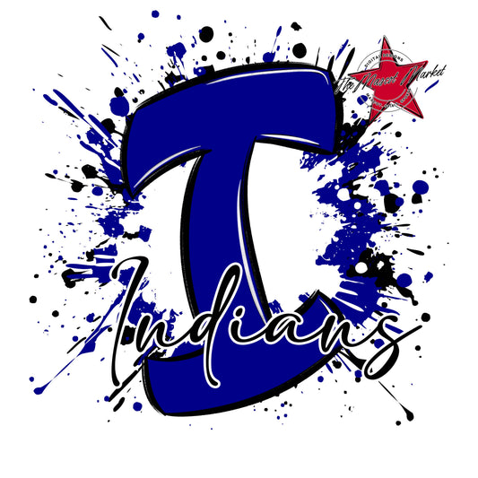 Indians Mascot Splatter-Blue