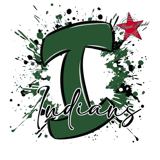 Indians Mascot Splatter-Green