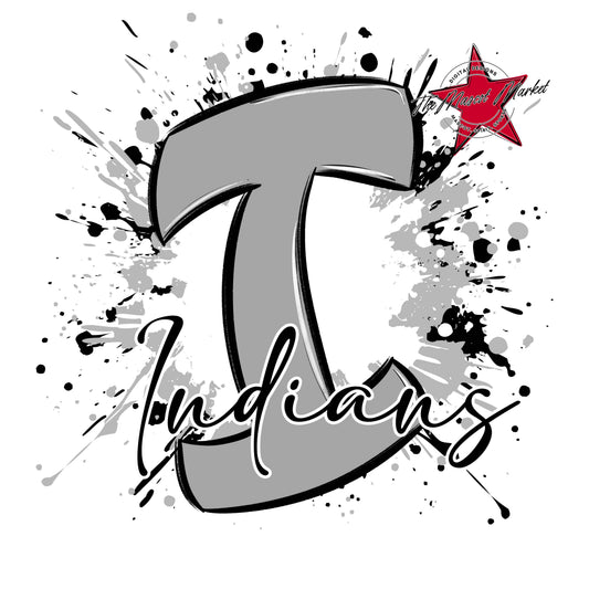 Indians Mascot Splatter-Grey