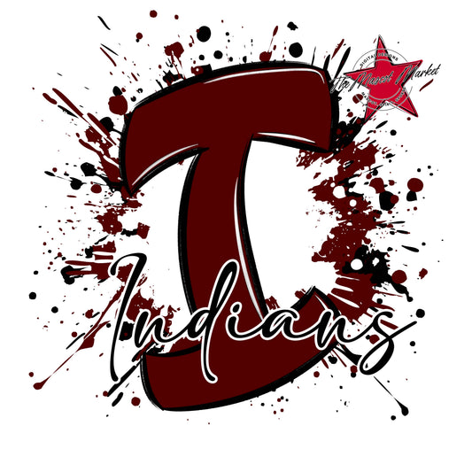 Indians Mascot Splatter-Maroon