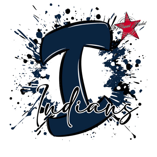 Indians Mascot Splatter-Navy
