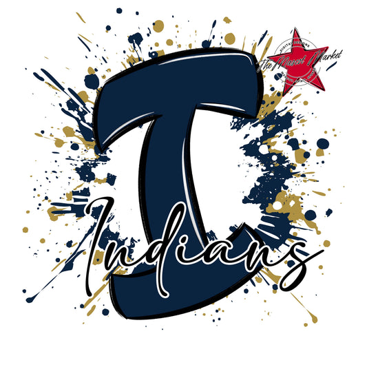 Indians Mascot Splatter-Navy & Gold