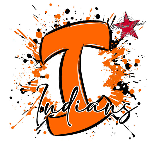 Indians Mascot Splatter-Orange