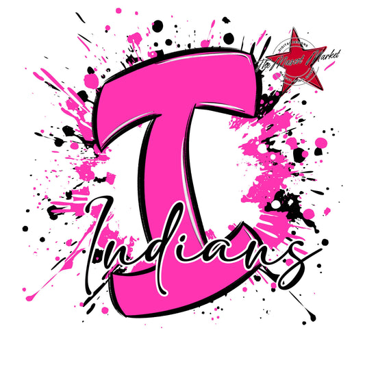 Indians Mascot Splatter-Pink