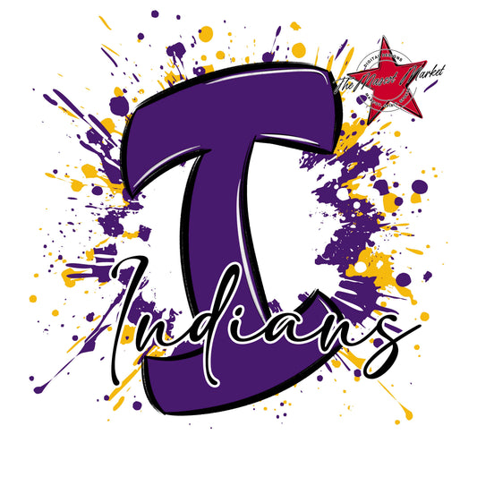 Indians Mascot Splatter-Purple & Yellow